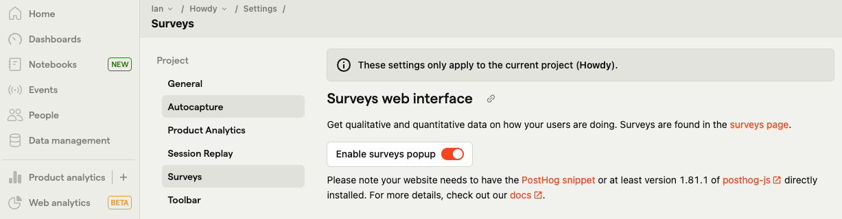 Enable surveys